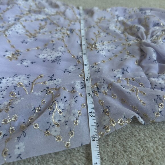 Lucy in the Sky Ruffle Strap Fit and Flare Mini Dress | Purple Floral | Size S - Picture 10 of 10